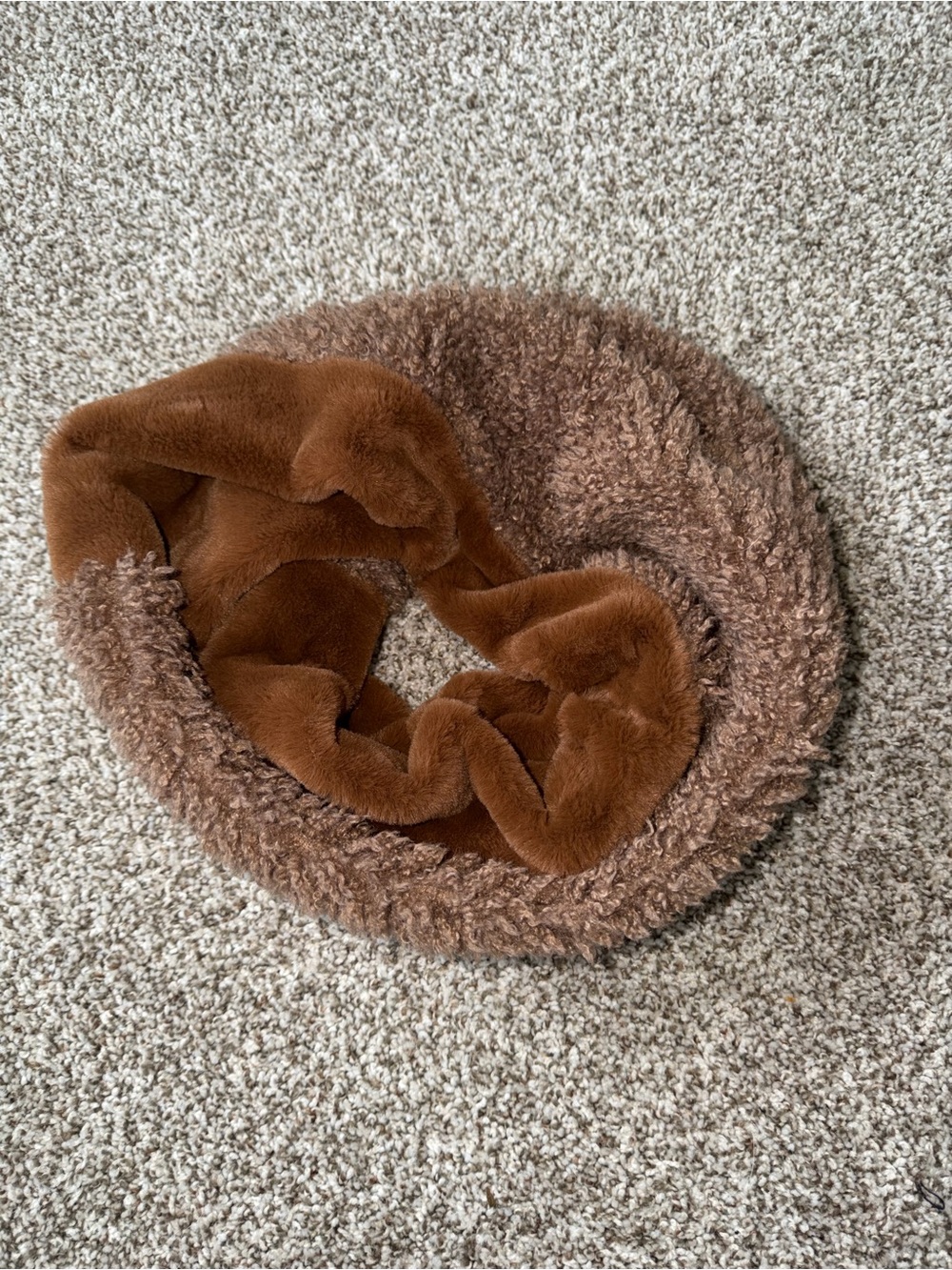 Cozy Faux Fur Brown Infinity Scarf